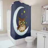 Rideaux De Douche Owl Moon Blue Cute Stars (En situation)