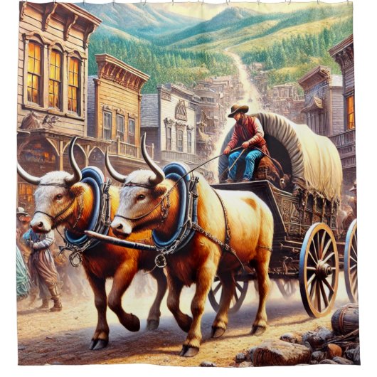 Rideaux De Douche Oxen et Panier (Devant)