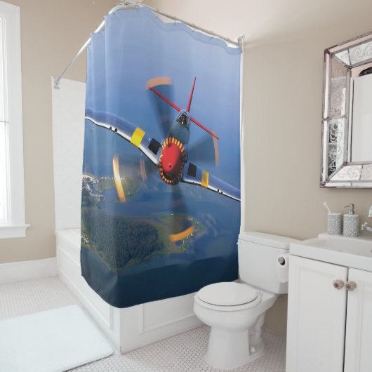 Rideaux De Douche P-51 Mustang Fighter Avion (En situation)