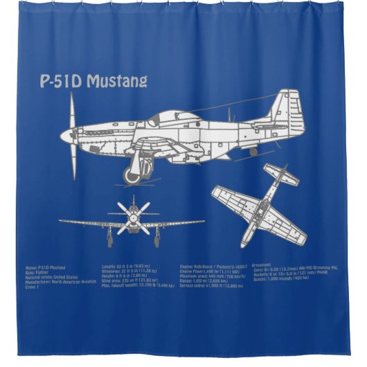 Rideaux De Douche P-51D Mustang - Plan d'avion ABD (Devant)