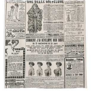Rideaux De Douche Page de journal avec publicité antique