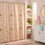 Rideaux De Douche Pailleté Rose Simple 