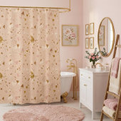 Rideaux De Douche Pailleté Rose Simple 