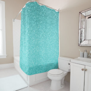 Rideaux De Douche Paillettes Bleu Aqua Glamour Féminin Sirène