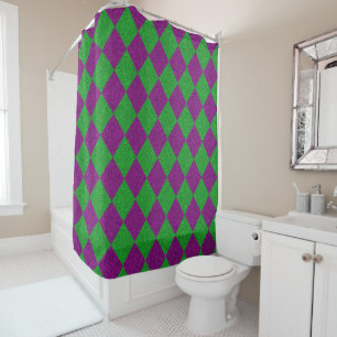 Rideaux De Douche Paillettes de diamant violet et vert