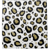 Rideaux De Douche Paillettes Or Blanc & Imprimé Léopard Tacheté Noir (Devant)