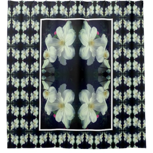 Rideaux De Douche Paire de Fleurs Clematis Blanches Motif Floral Abs (Devant)