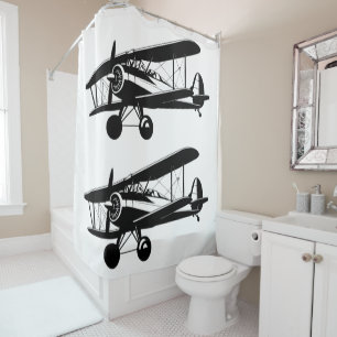 Rideaux De Douche Paire de silhouettes de formation d'avions rétro d