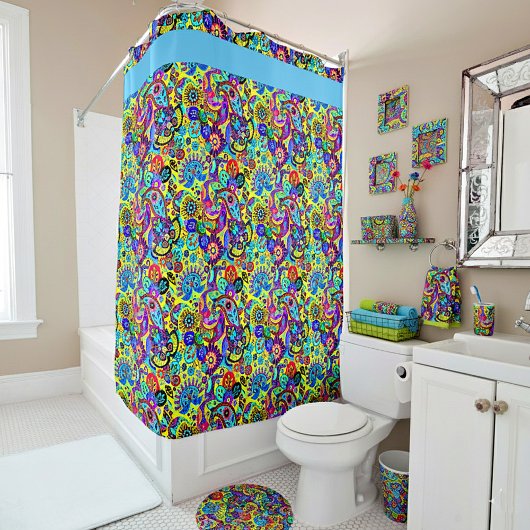 Rideaux De Douche Paisley floral clair