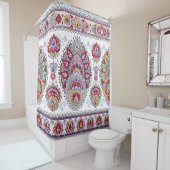 Rideaux De Douche Paisley indien floral, médaillon ethnique. (En situation)