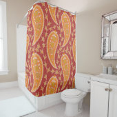 Rideaux De Douche Paisley motif. Concombre turc. Maroon-orange c (En situation)