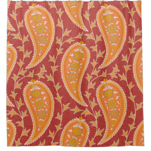 Rideaux De Douche Paisley motif. Concombre turc. Maroon-orange c