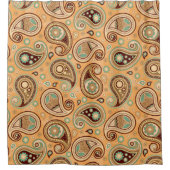 Rideaux De Douche Paisley motif jaune turquoise brun (Devant)