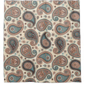 Rideaux De Douche Paisley motif marron turquoise beige (Devant)