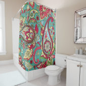 Rideaux De Douche Paisley motif. Motif oriental sans couture à base  (En situation)