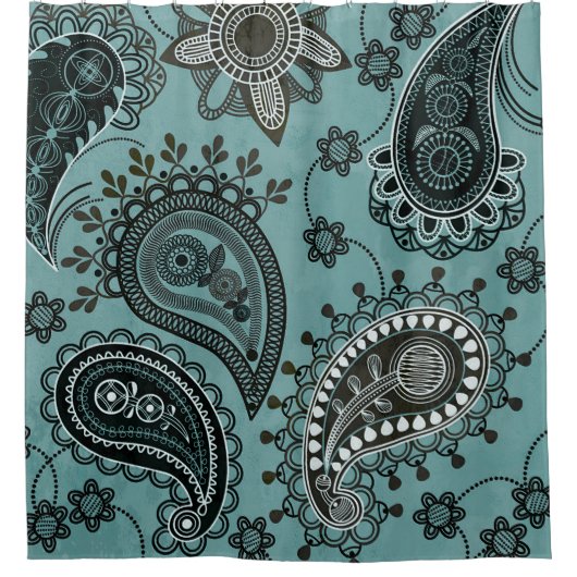 Rideaux De Douche Paisley turquoise foncé (Devant)
