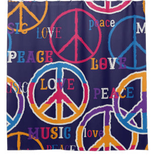 Rideaux De Douche Paix hippie : Conception de symboles vibrants.