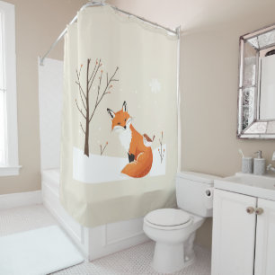 Rideaux De Douche Paix sur Terre Minimaliste Fox Bird mignonne Anima
