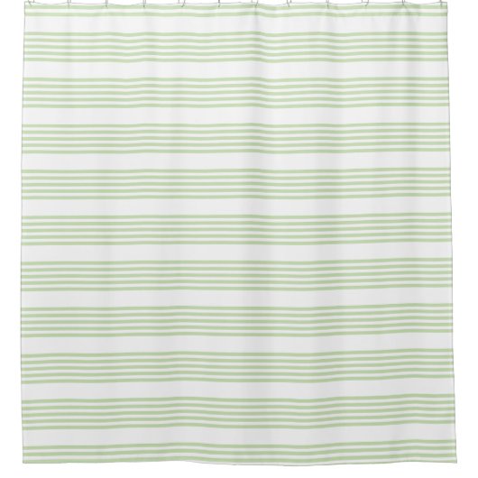 Rideaux De Douche Pale vert et blanc cinq bandes motif (Devant)