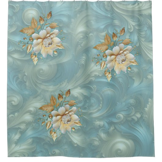 Rideaux De Douche Palette bleu clair sur une conception de barogue e (Devant)