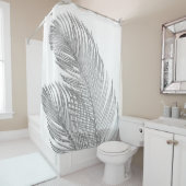 Rideaux De Douche Palm Feuille Finesse Line Art avec huile d'argent  (En situation)