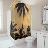 Rideaux De Douche Palm Tree Sunset Ocean Photo 11 (En situation)