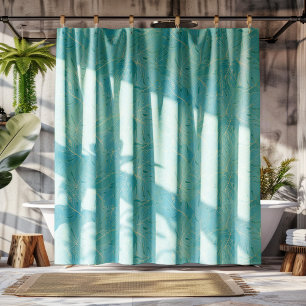 Rideaux De Douche Palme tropicale bleu clair motif feuille