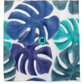 Rideaux De Douche Palmes tropicales bleues et violettes (Devant)