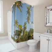Rideaux De Douche Palmier à coco vert près du terrain d'herbe verte  (En situation)