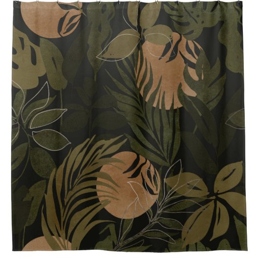 Rideaux De Douche Palmier de Lune Tropicale : Motif de nuit (Devant)