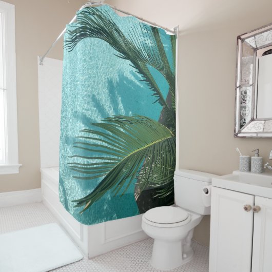 Rideaux De Douche palmier sur l'eau (En situation)