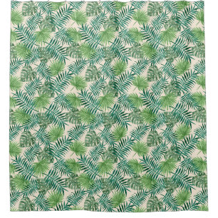 Rideaux De Douche Palmier Tropical Feuille Crème Motif verte