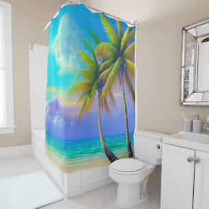 Rideaux De Douche Palmiers à la tombée de nuit Tropical
