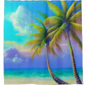 Rideaux De Douche Palmiers à la tombée de nuit Tropical (Devant)