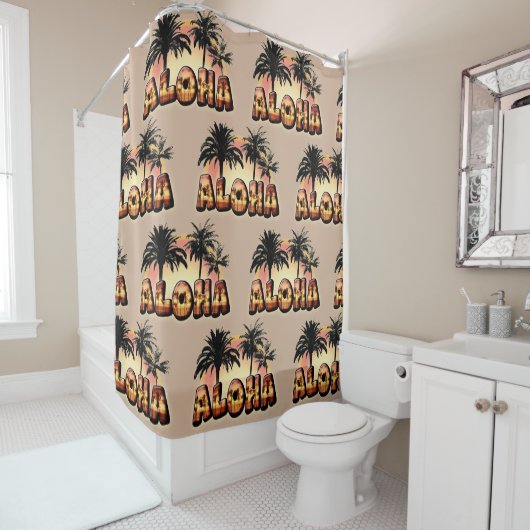 Rideaux De Douche Palmiers d'Aloha (En situation)