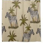 Rideaux De Douche Palmiers et zèbres exotiques (Devant)