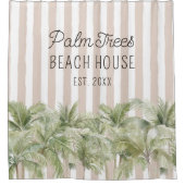 Rideaux De Douche Palmiers tropicaux Beige Stripes Maison de plage (Devant)