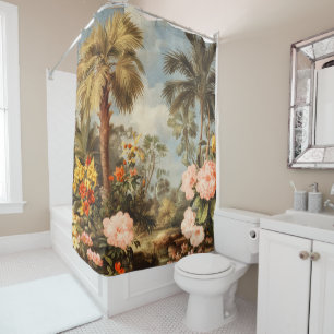 Rideaux De Douche Palmiers Tropicaux Botaniques Vintage
