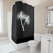 Rideaux De Douche Palmiers tropicaux Noir & Blanc Moderne Chic (En situation)