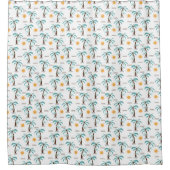 Rideaux De Douche Palmiers Tropicaux Soleil Jaune Bleu Turquoise (Devant)