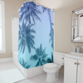 Rideaux De Douche Palmiers tropicaux Turquoise Gradient tendance (En situation)