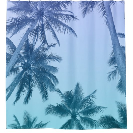 Rideaux De Douche Palmiers tropicaux Turquoise Gradient tendance (Devant)