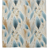 Rideaux De Douche Pampas bleu et or Grandes (Devant)
