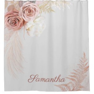 Rideaux De Douche Pampas Grass Tan Bridal Terracotta Palms Séchés