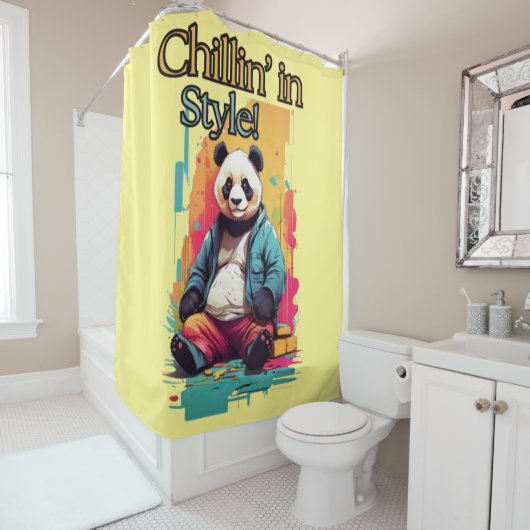 Rideaux De Douche Panda mignonne en pantalon | Design élégant (En situation)