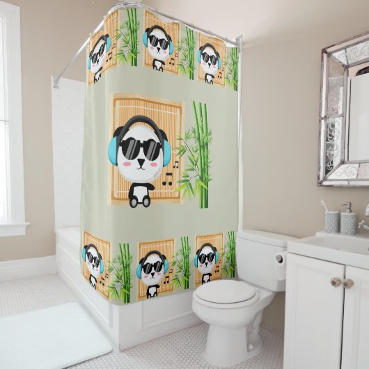 Rideaux De Douche panda musical (En situation)