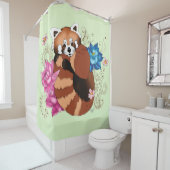 Rideaux De Douche Panda Rouge Lotus Fleurs Henné (En situation)