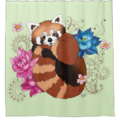 Rideaux De Douche Panda Rouge Lotus Fleurs Henné (Devant)