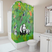 Rideaux De Douche Pandas Lady Amherst's Pheasants Rouge Pandas Bambo (En situation)