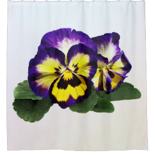 Rideaux De Douche Pansies jaunes pourpres et blanches